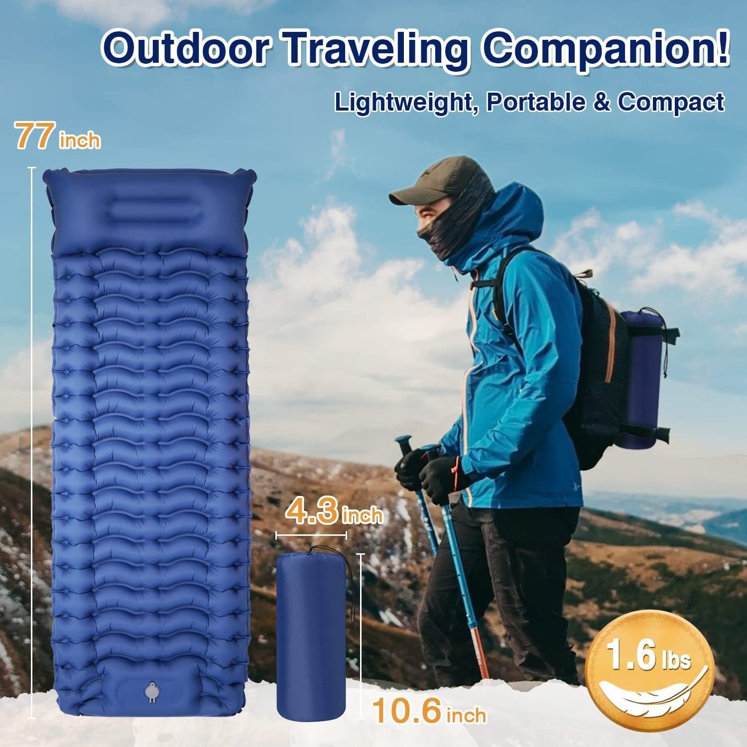 Ultralight 40D TPU Compact Backpacking Inflatable Sleeping Mat Air Mattress Camping Insulated Sleeping Pad