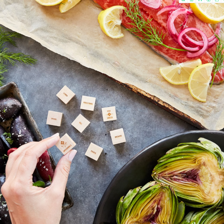 Foodie Dice Seasonal Dinners Pouch  engraved dice for cooking ideas  gift for her gift for dad date night