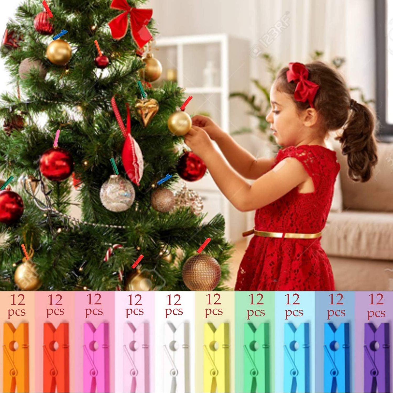 High Quality Colorful Durable Wooden Clothespins For Picture Clip Snack Bag Sealing Hanging Christmas Tree Ornaments