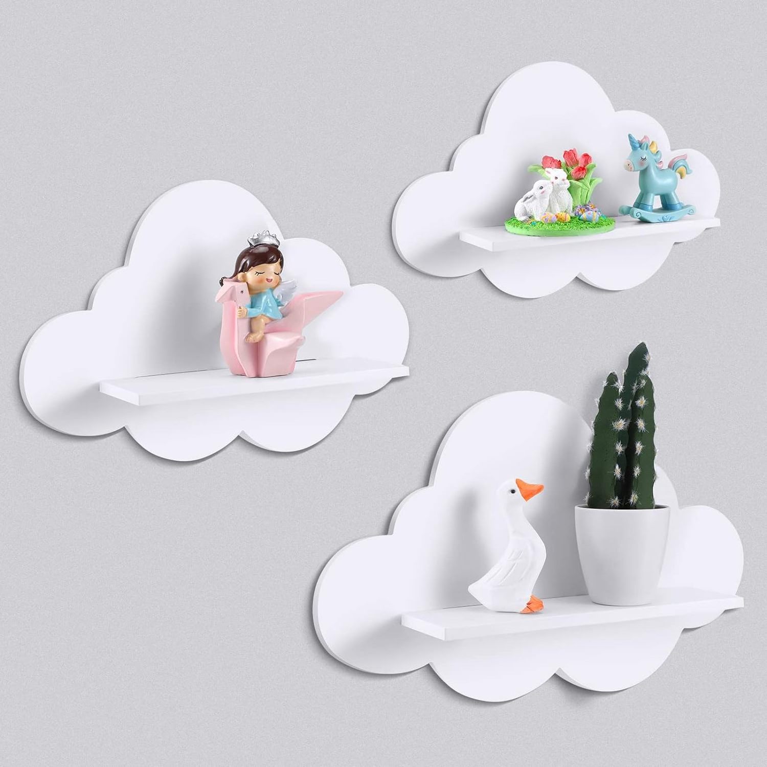 Wavy Floating Wooden Shelves Cute Cloud Shelves Daisy Flower Plant Wall Shelf Kawaii Danish Room Decor