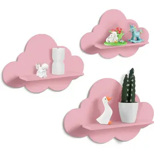 Wavy Floating Wooden Shelves Cute Cloud Shelves Daisy Flower Plant Wall Shelf Kawaii Danish Room Decor