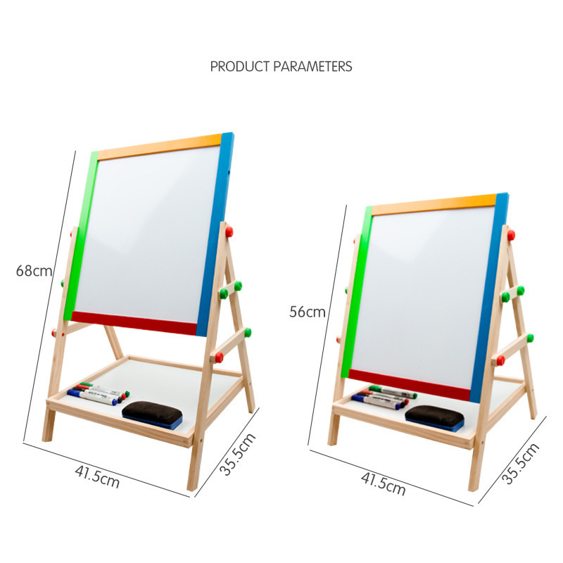 Children 2 In 1 Adjustable Black/White magnetic drawing Board Wooden Easel Kids Drawing Board