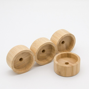 Round Air Tight Bamboo Lids for Elegant Home Glass Canister Sets  For Bathroom or Kitchen - Food Storage Containers