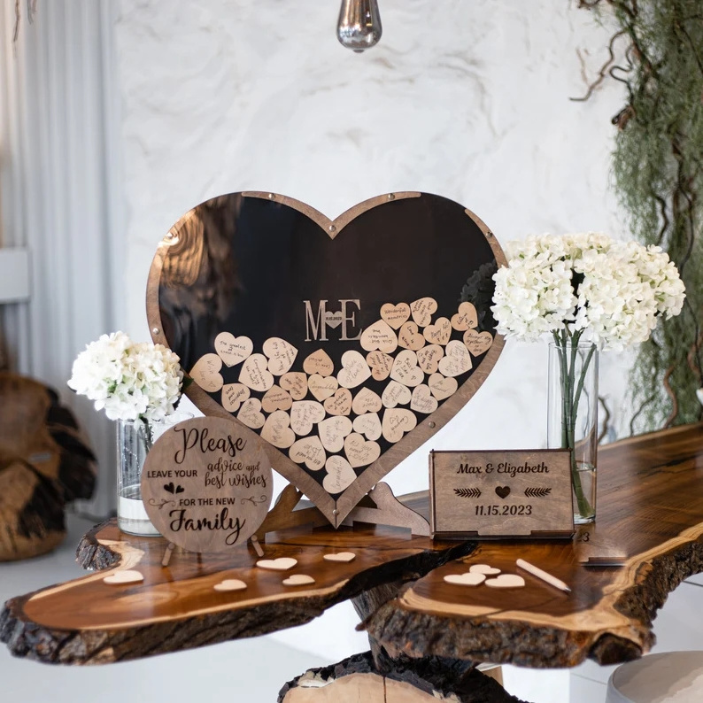 Personalized Alternative Wedding Guest Book Heart shape Our Guestbook Sign