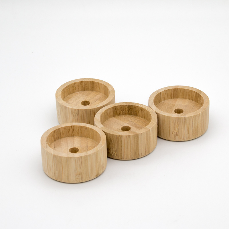 Round Air Tight Bamboo Lids for Elegant Home Glass Canister Sets  For Bathroom or Kitchen - Food Storage Containers