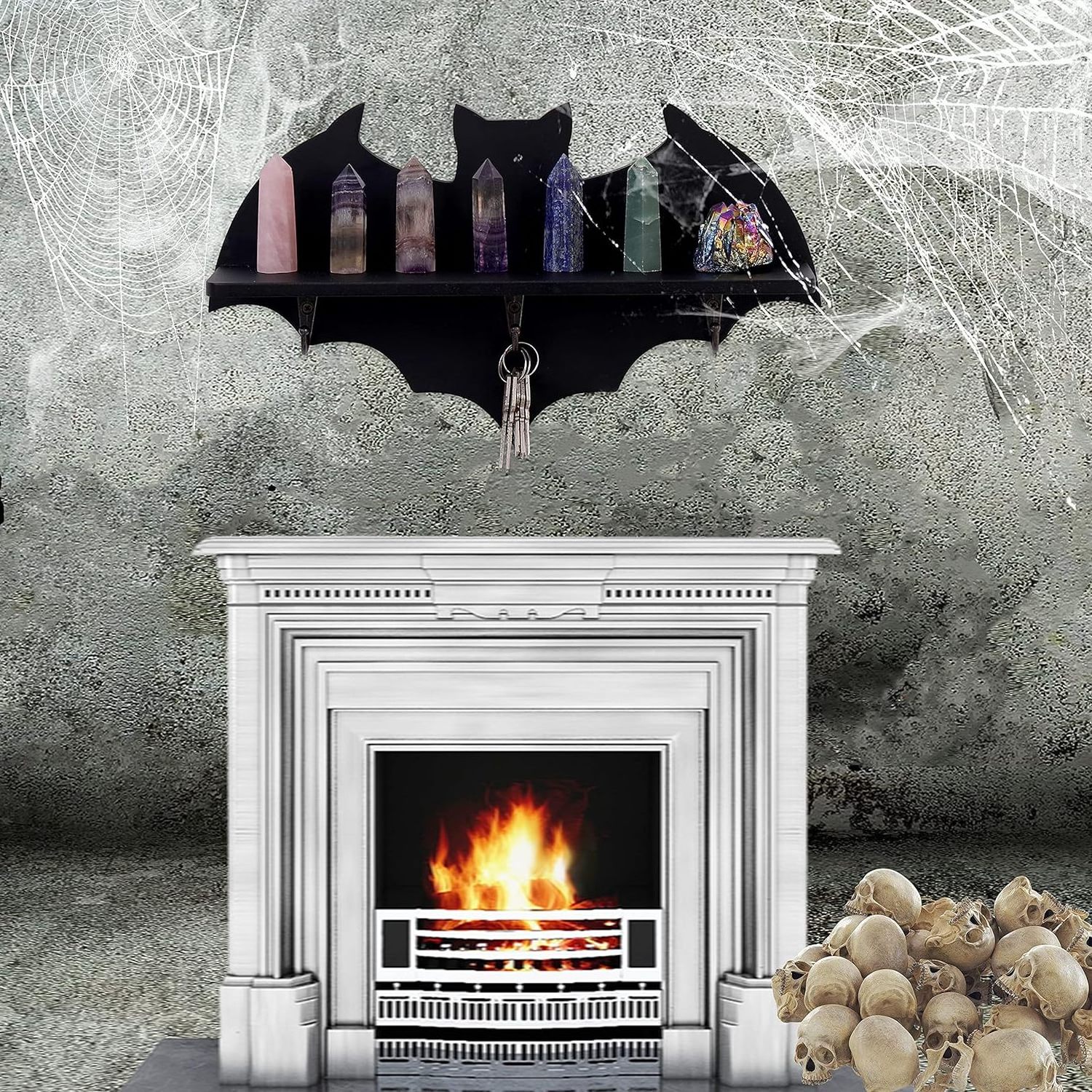 Customized Gothic Wooden Bat Shelf Crystal Coffin Shelf-Spooky Floating Shelves