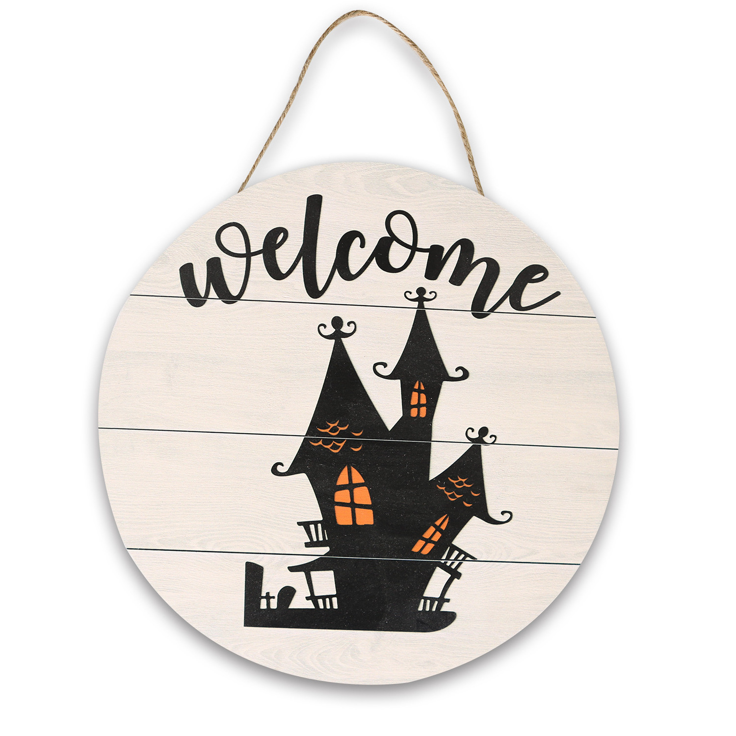 2024 Halloween wooden door hangings New party scene decoration pieces  Pumpkin black cat haunted house bat party scene decor