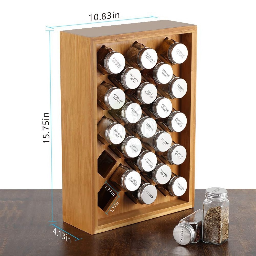 Wooden  spice rack bamboo multi-layer  spice organizer kitchen  display rack  without bottle