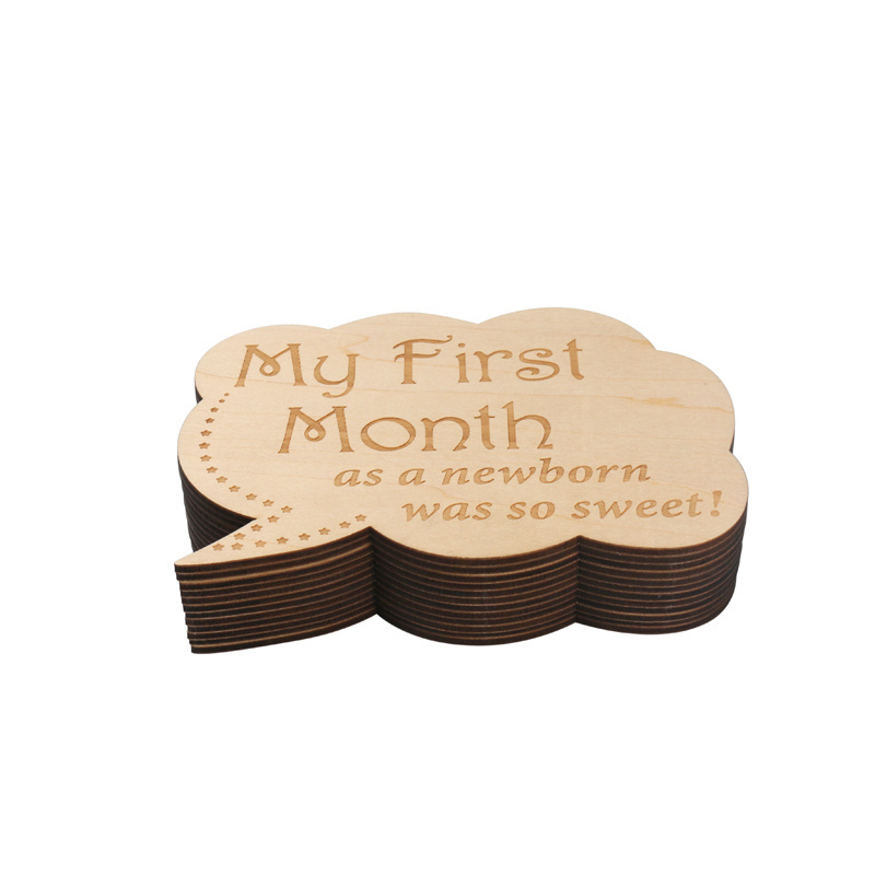 Set of 13 Pcs Wooden Baby Monthly Milestone Cards Baby's First Year Wood Card Sign Perfect for Gift and Photography