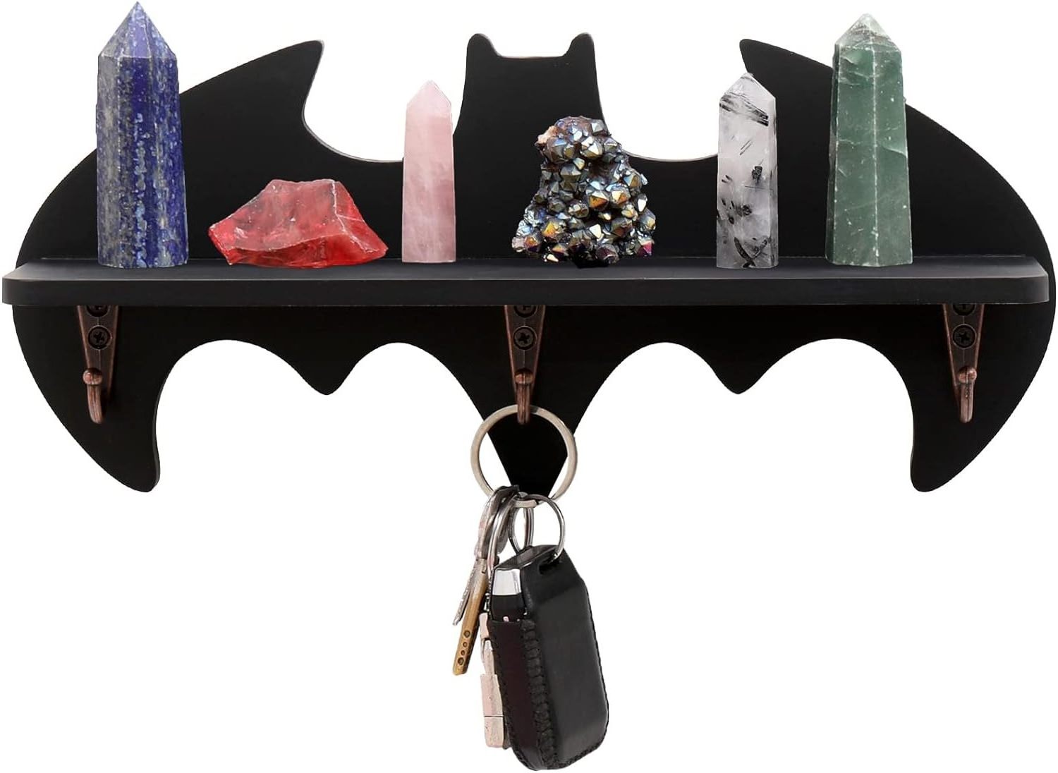 Customized Gothic Bat Shelf Crystal Rack Coffin Shelf-Spooky Floating Shelves Goth Decor Holder-Wooden Gothic Decor for Home