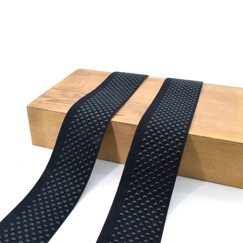 Garment Webbing Elastic Band Coating Printed  Silicone for Non Slip Sewing Custom Black 38mm 25mm 1 Inch Eco-friendly Webbing