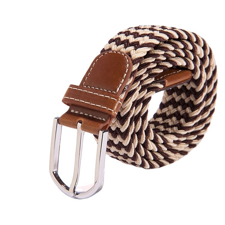 Adjustable Men's Braided Belt Woven Stretch 1-3/8'' Wide sport Elastic Fabric knitted Belt webbing stretchable belt for women