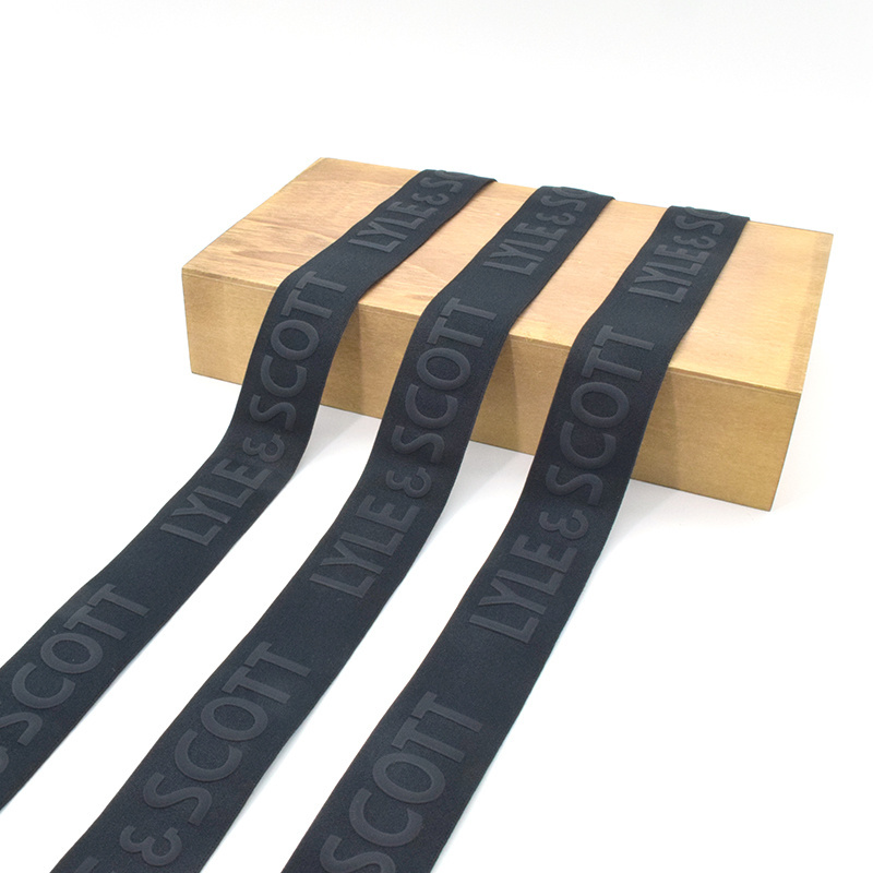 Garment Webbing Elastic Band Coating Printed  Silicone for Non Slip Sewing Custom Black 38mm 25mm 1 Inch Eco-friendly Webbing