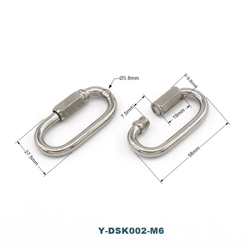 Manufacture Handmade Oval Screw Hook Quick Link Chain Connector Carabiner Clip With Nuts