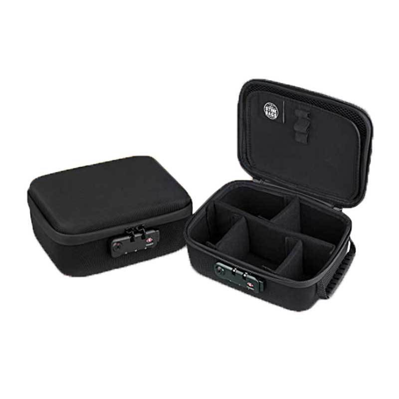 Black Travel Container Stash Bag EVA smell proof case with foam hard shell Case with Heavy Duty Combination Lock