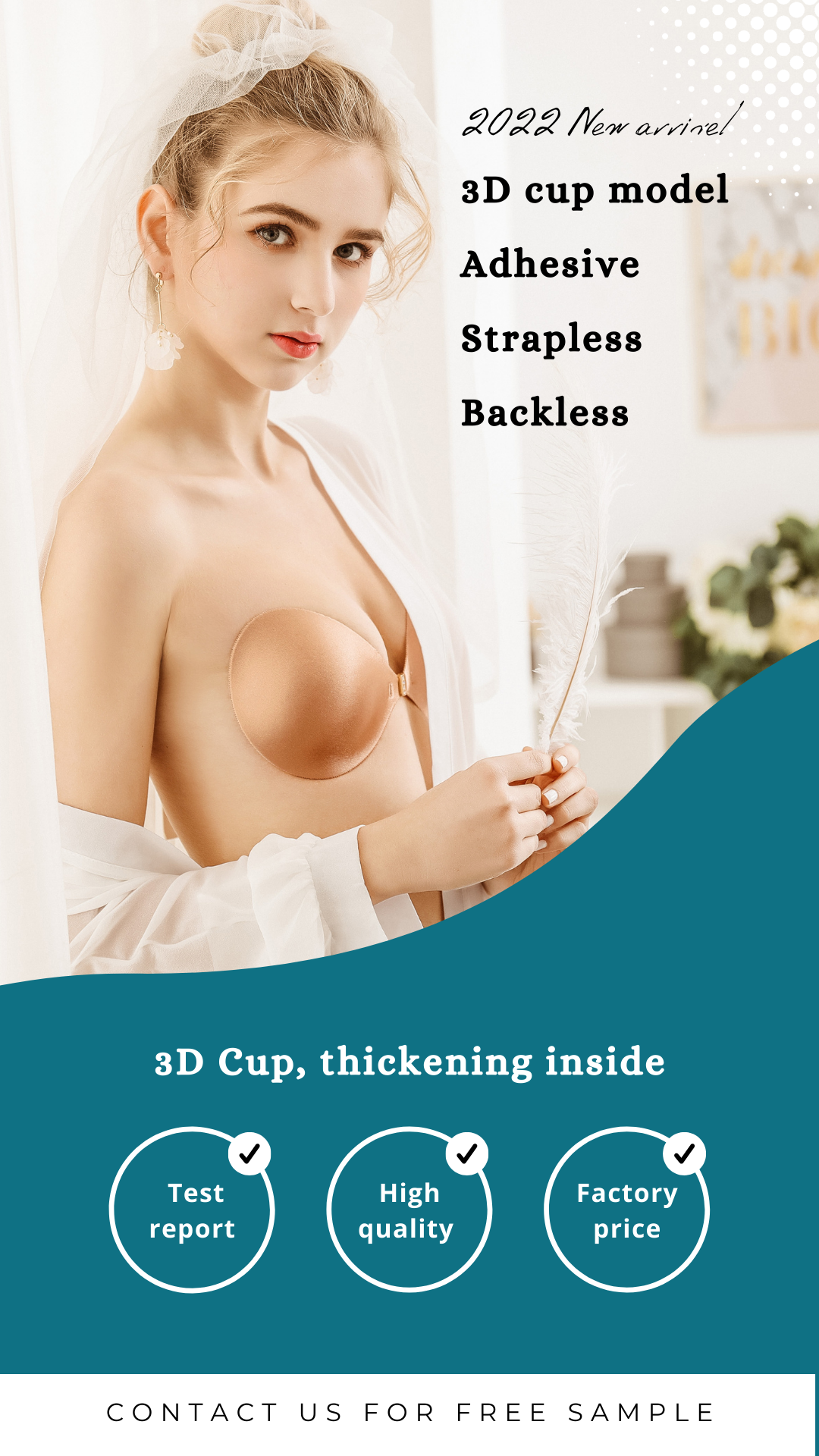 High Quality Strapless Silicone Adhesive Bra Magic Push-Up Invisible Lifting Bra Padded Backless Women's Bra