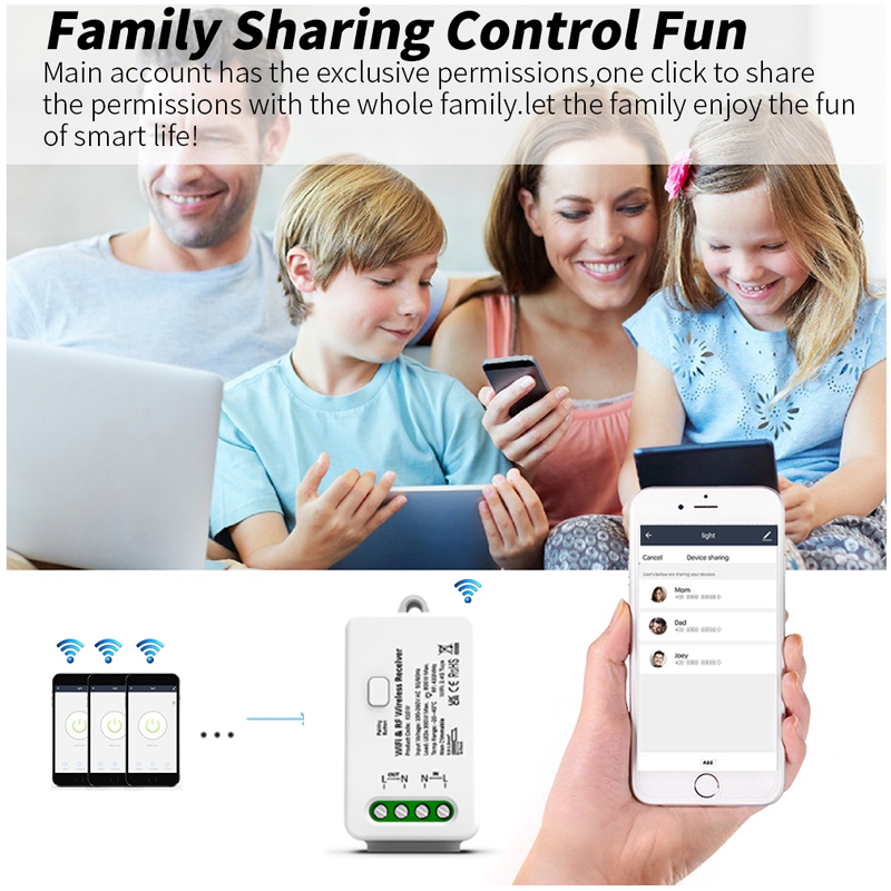 2 Gang Wireless Kinetic Switch + Dimmable & WiFi Receiver Bundle Kit Wireless Gang Switch, Battery-Free Wireless Kinetic Switch