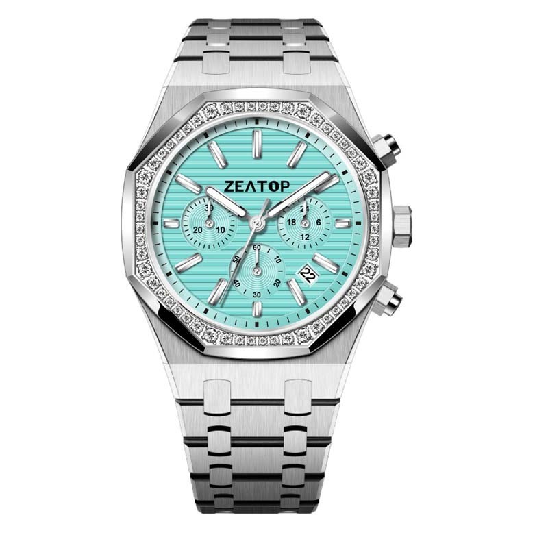 Unique Octagonal Watch Design Chronograph Stainless Steel Date Analog Quartz Watch Business Casual Fashion Wrist Watches for Men