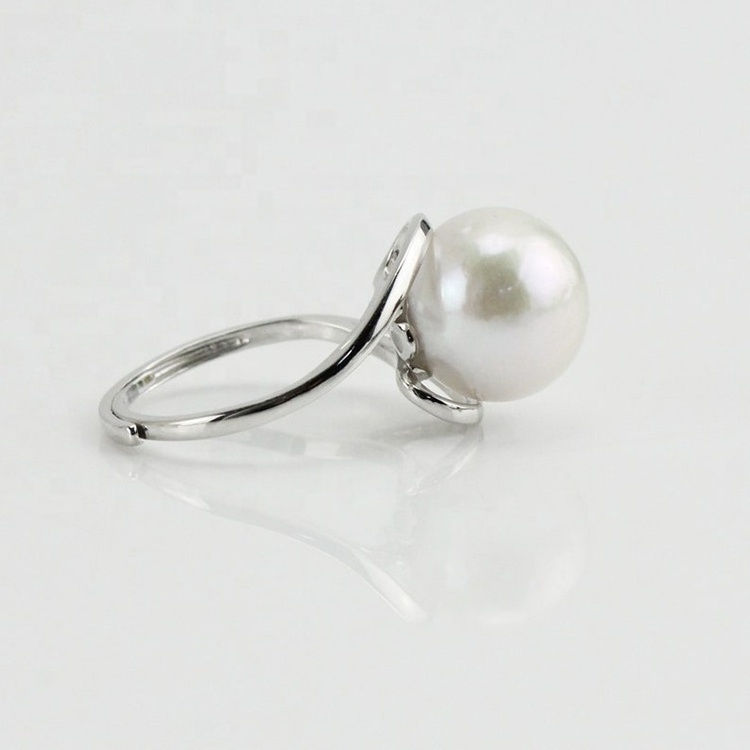 Factory Wholesale Cultured Large Freshwater Pearl Adjustable Ring Stainless Steel Silver Tone Open Ring