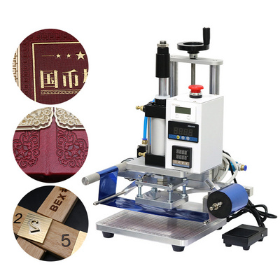 Semi automatic small pneumatic leather stamping and embossing logo logo PU wood imprinting machine