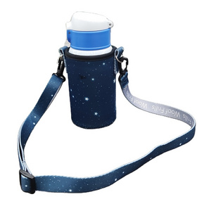 Outdoor promotional Children Adjustable Water Bottle Shoulder Strap Cooler Neoprene Water bottle Holder Bag lanyards