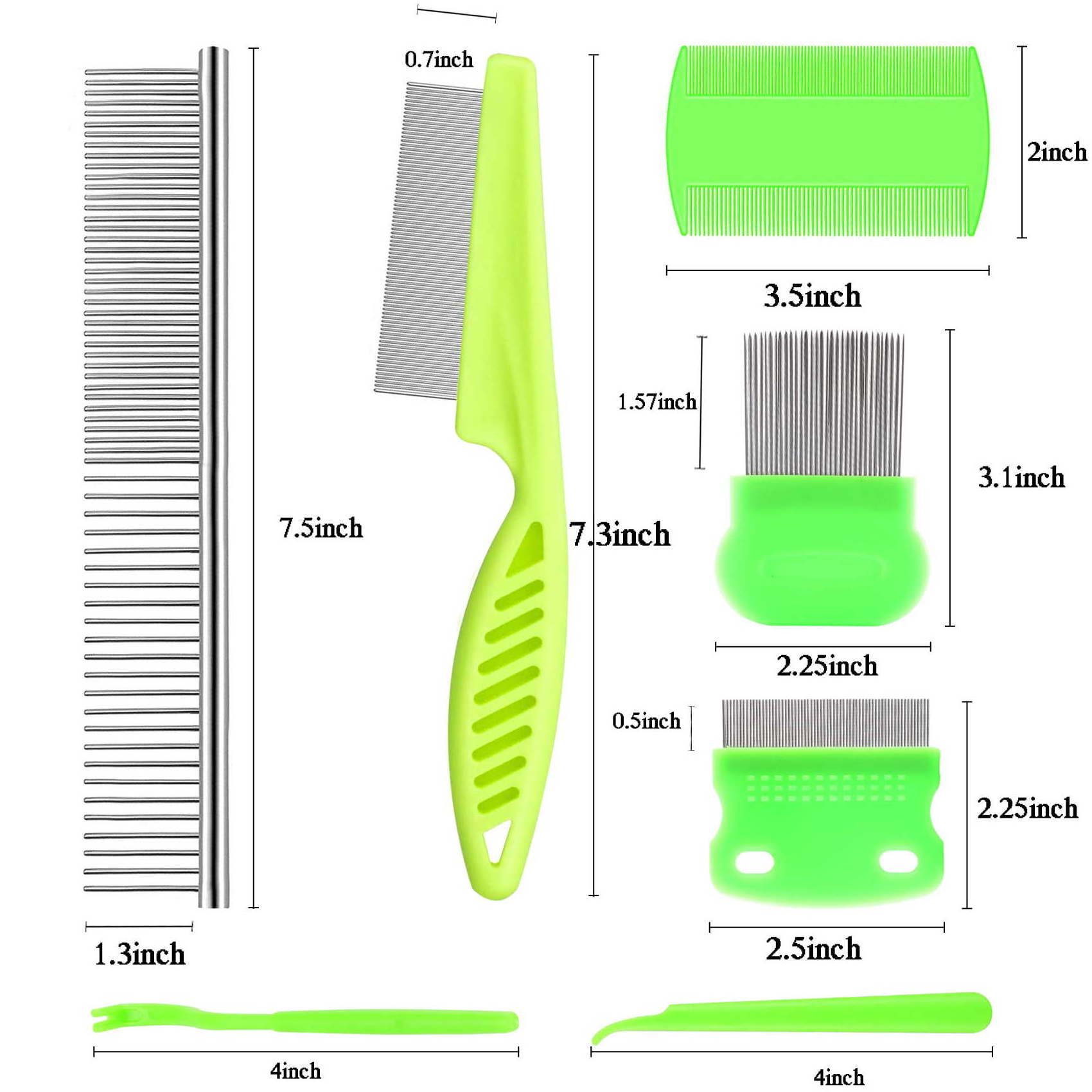 wholesale 7 Pcs Pet Flea Lice Comb Dog Grooming Comb Stainless Steel Tick Combs Lice Remover Brush for Dog Cat