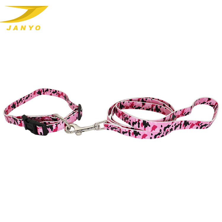 Wholesale Customized Nameplate Personalized PVC heat printing dog leash and collar Set