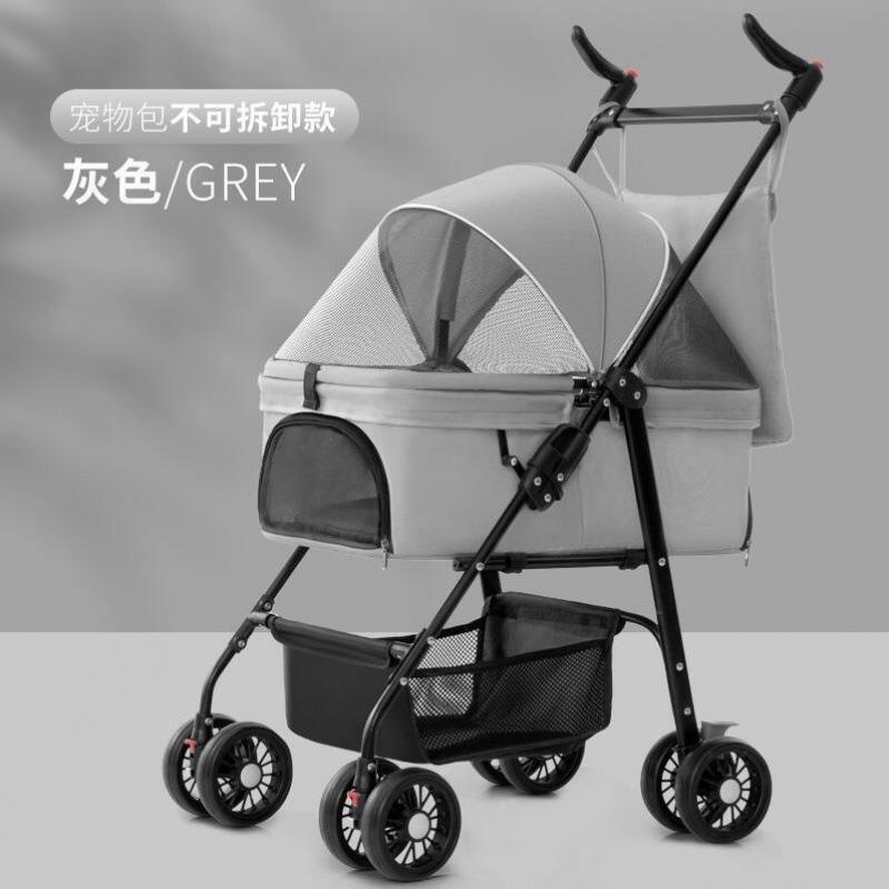 Outgoing detachable carrying basket foldable small cat and dog pet cart