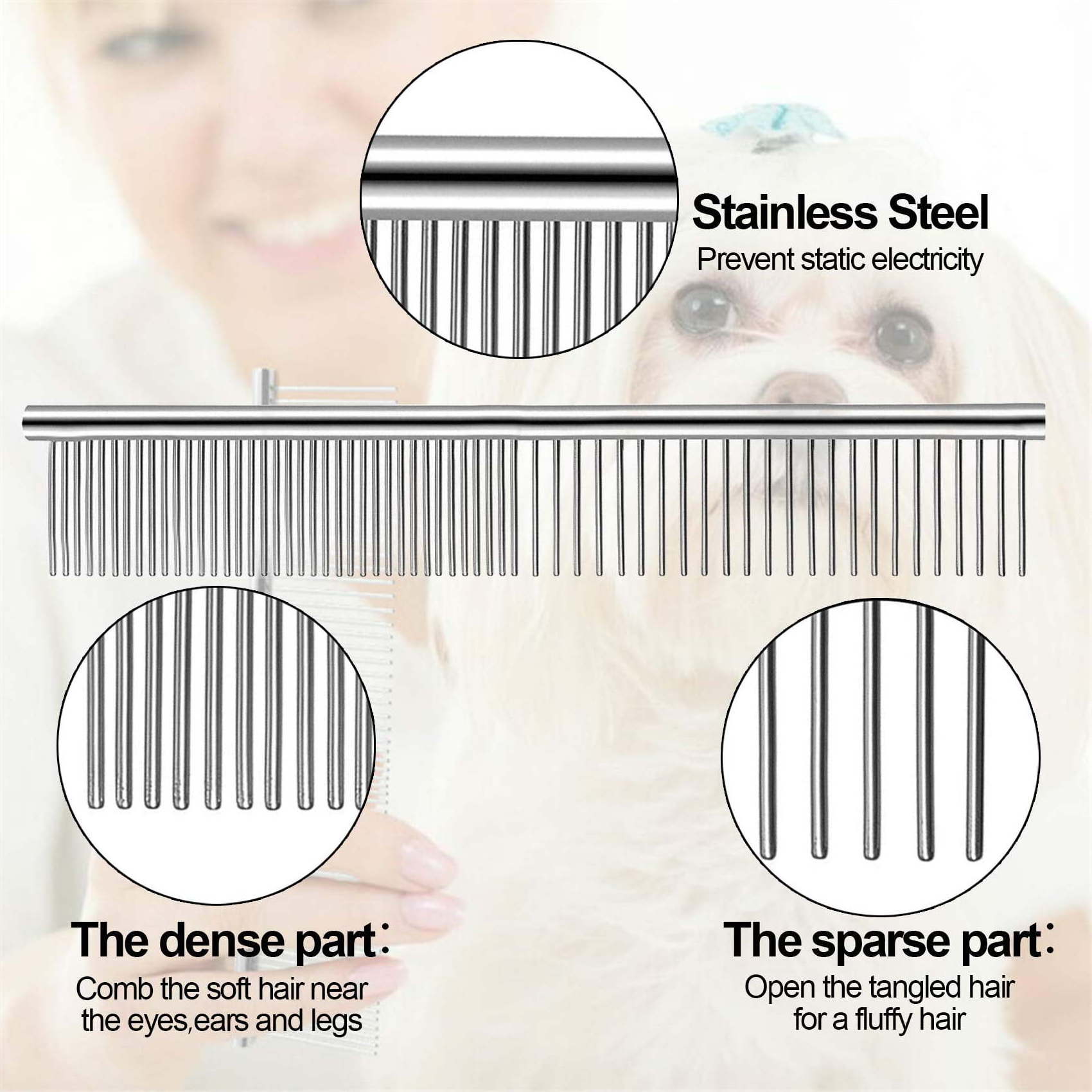 wholesale 7 Pcs Pet Flea Lice Comb Dog Grooming Comb Stainless Steel Tick Combs Lice Remover Brush for Dog Cat