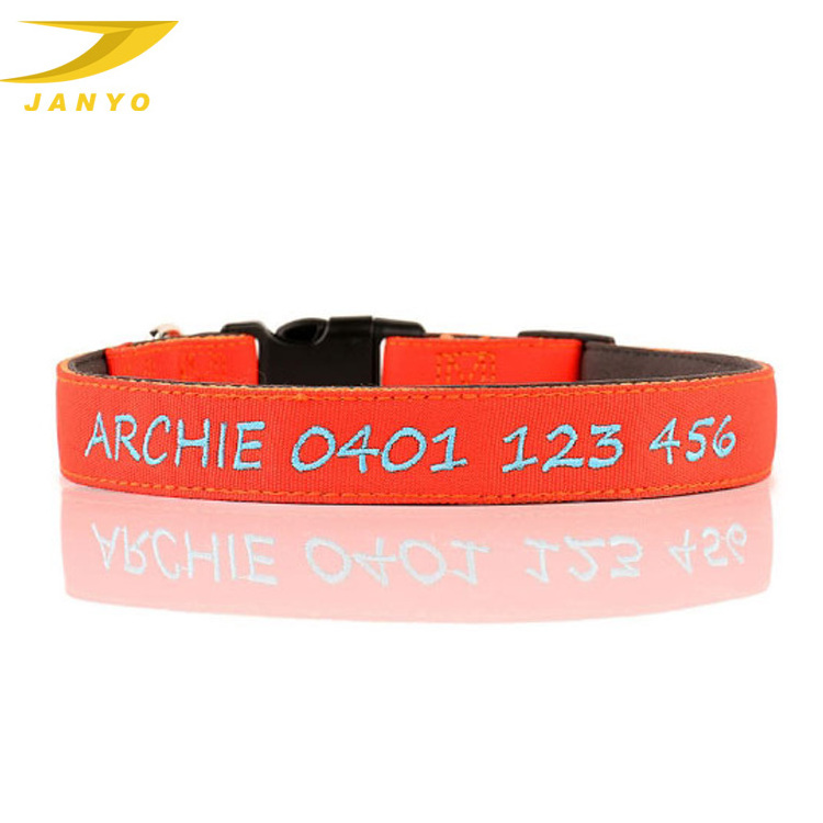 supplier wholesale adjustable quick release breakaway embroidered nylon dog collar