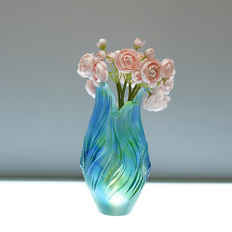 Creative decorative artwork glass vase/peacock feather vase for home decoration