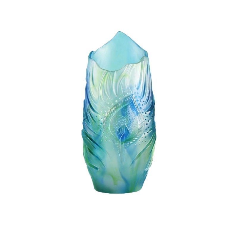 Creative decorative artwork glass vase/peacock feather vase for home decoration