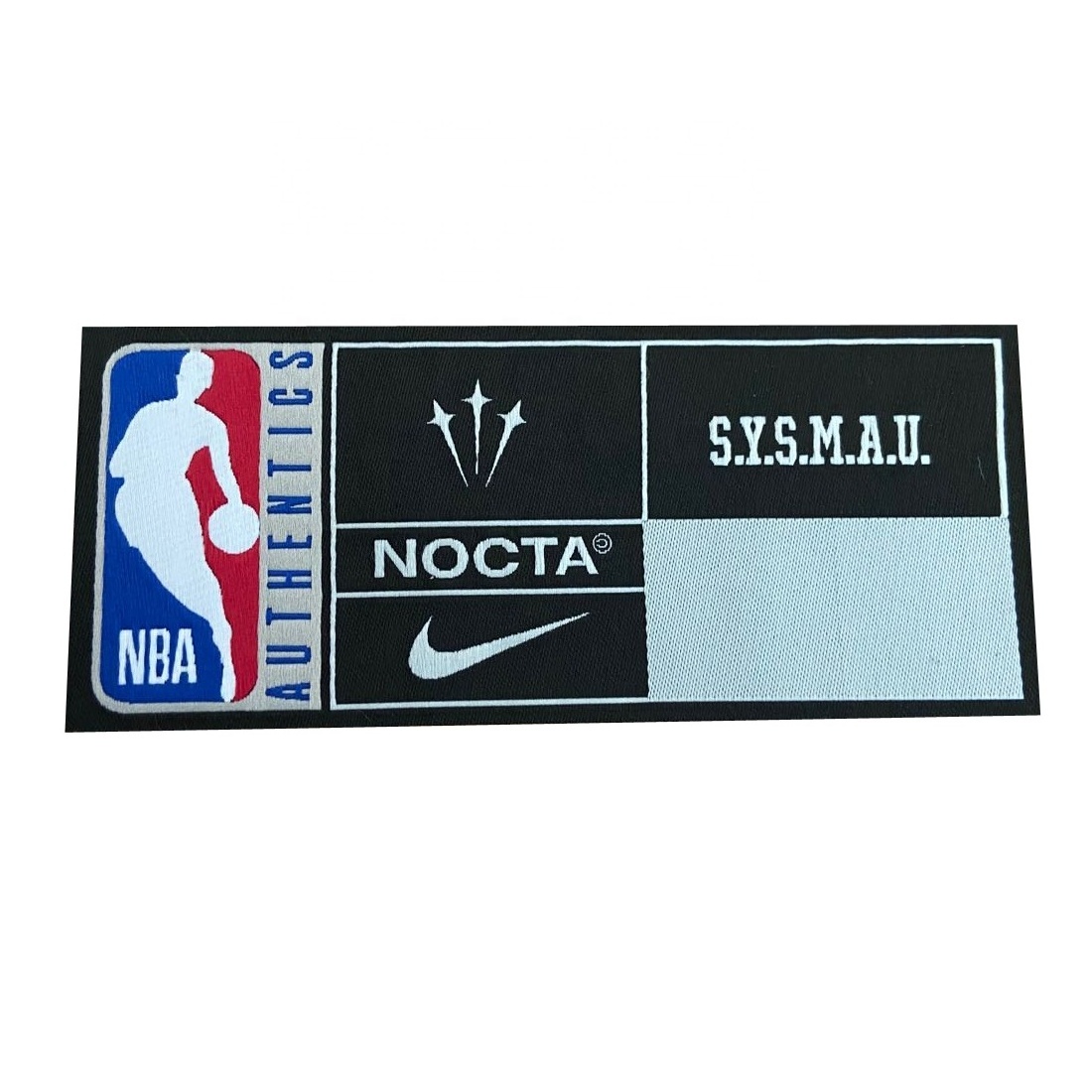 Customized high quality Jersey label Double Brocade forging woven label basketball clothing hem garment label