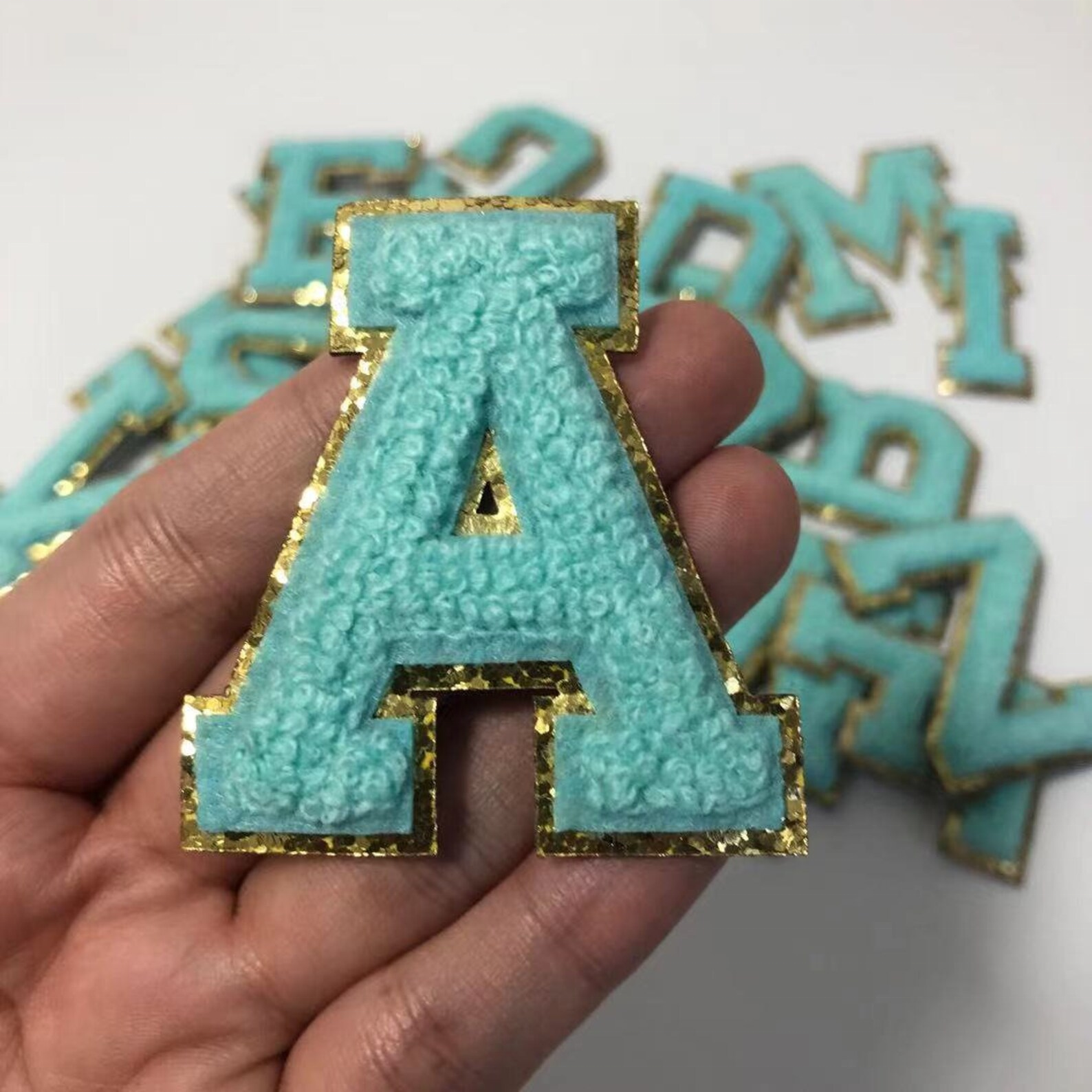 Multicolor Chenille Embroidered Letters Stick On Patch For Clothing Bag Laptop Diy Name Alphabet Adhesive Patches