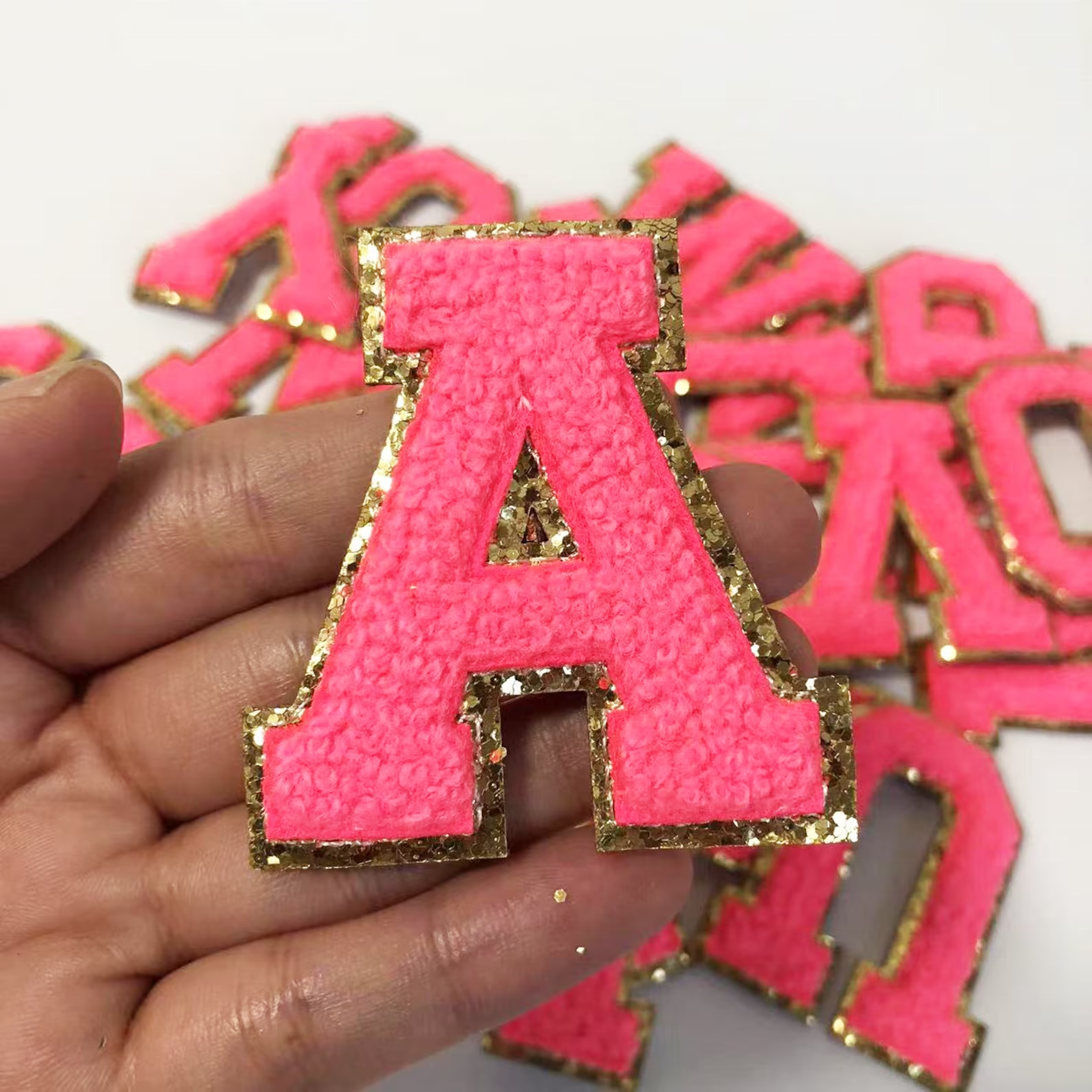 Multicolor Chenille Embroidered Letters Stick On Patch For Clothing Bag Laptop Diy Name Alphabet Adhesive Patches