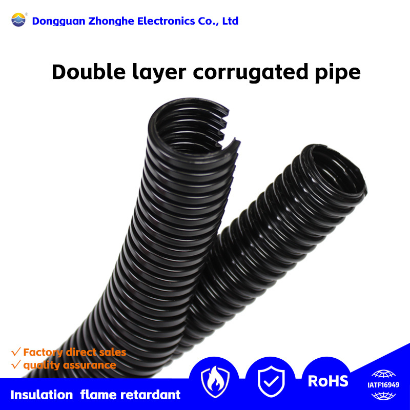 Double Wall Corrugated Pipe Plastic Culvert Pipe split wire loom tubing polyethylene corrugated flexi