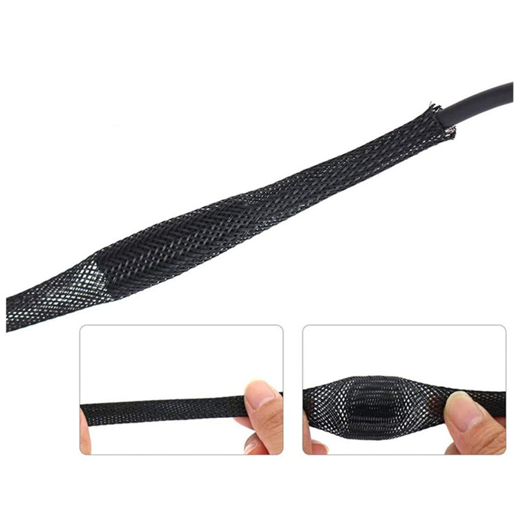 high quality pet expandable braided cable Sleeve For Wiring Harness Wire Cover Insulation Sleeving