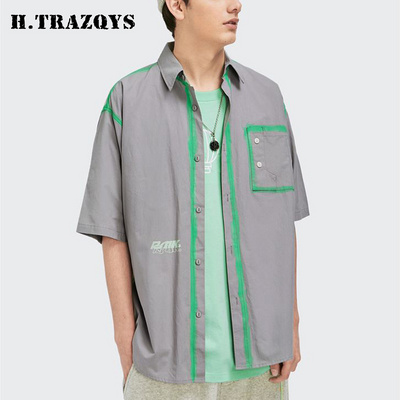 ZEKA OEM Button Shirt Short Sleeve Cotton Polyester Shirt Logo Custom Men Button Up Dress Shirt