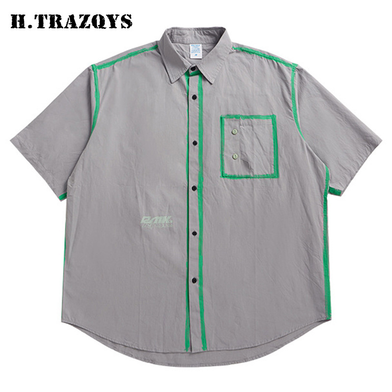 ZEKA OEM Button Shirt Short Sleeve Cotton Polyester Shirt Logo Custom Men Button Up Dress Shirt