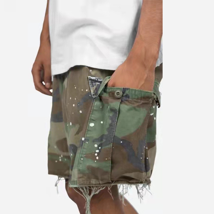 Summer High Quality Shorts Mens Cargo Pants Shorts with Pockets Custom Lace-up Design Camouflage Cotton Fabric Casual Woven