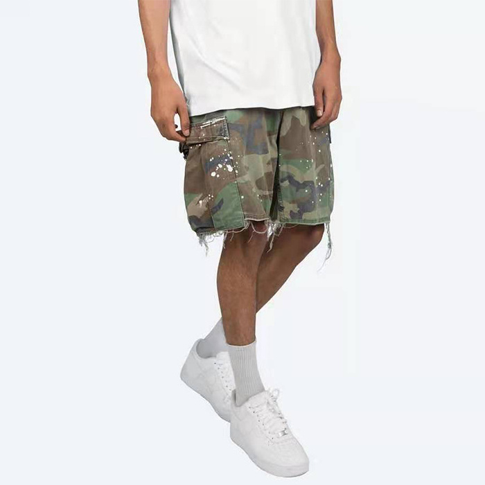 Summer High Quality Shorts Mens Cargo Pants Shorts with Pockets Custom Lace-up Design Camouflage Cotton Fabric Casual Woven