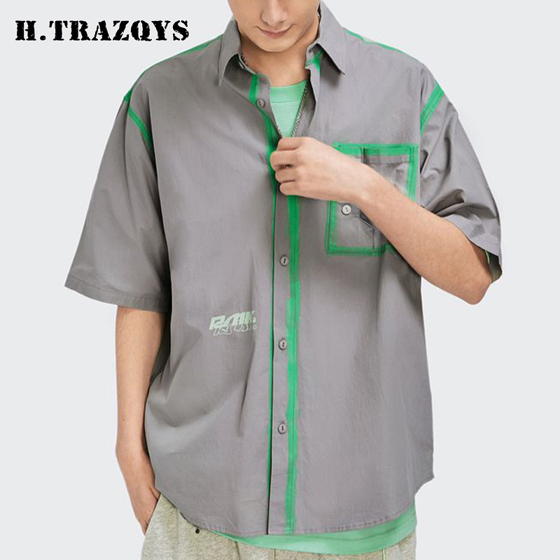 ZEKA OEM Button Shirt Short Sleeve Cotton Polyester Shirt Logo Custom Men Button Up Dress Shirt