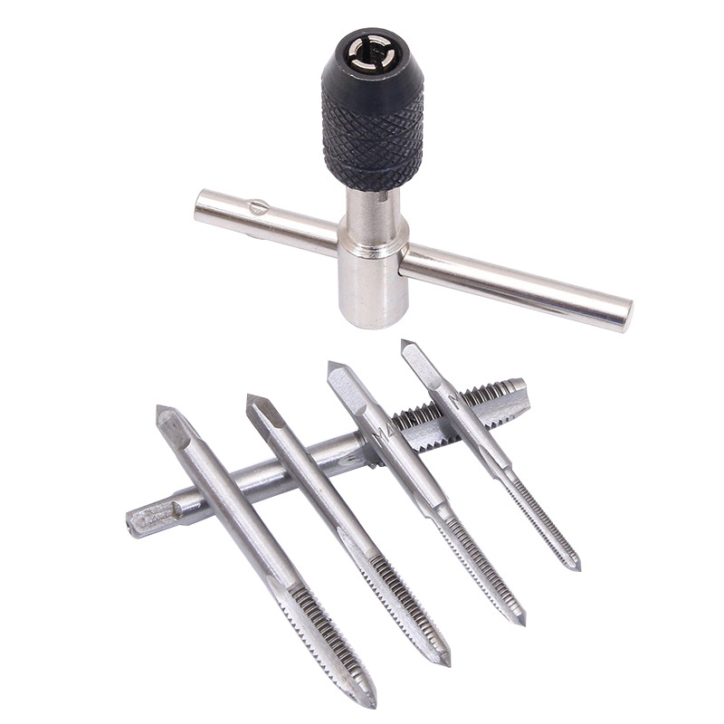 6Pcs Screw Tap Wrench Set T-Shaped M3 M4 M5 M6 M8 Wrench Threading Tapping Hand Tool Kit Reversible Screwdriver Tap Holder Cheap