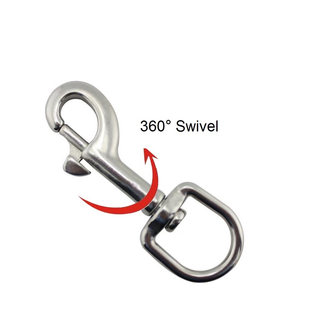 5PCS 316 Stainless Steel Swivel Eye Bolt Spring Snap Hook 65mm 72mm 82mm 91mm Marine Scuha Diving D Ring Snap Hooks With Swivel