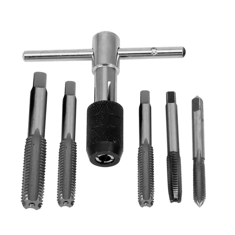 6Pcs Screw Tap Wrench Set T-Shaped M3 M4 M5 M6 M8 Wrench Threading Tapping Hand Tool Kit Reversible Screwdriver Tap Holder Cheap