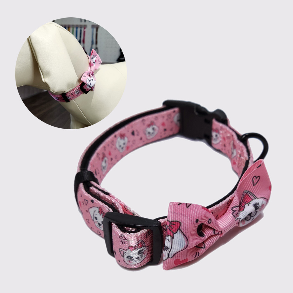 Pet Accessories Dog Bow Tie Cute Pink Soft Polyester Bowknot Dog Cat Collar With Custom Designer Logo