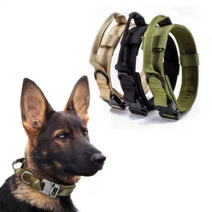 Custom Reflective Strap Heavy Duty Tactical Training Pet Dog Collar Leash Set With Quick Release Metal Buckle