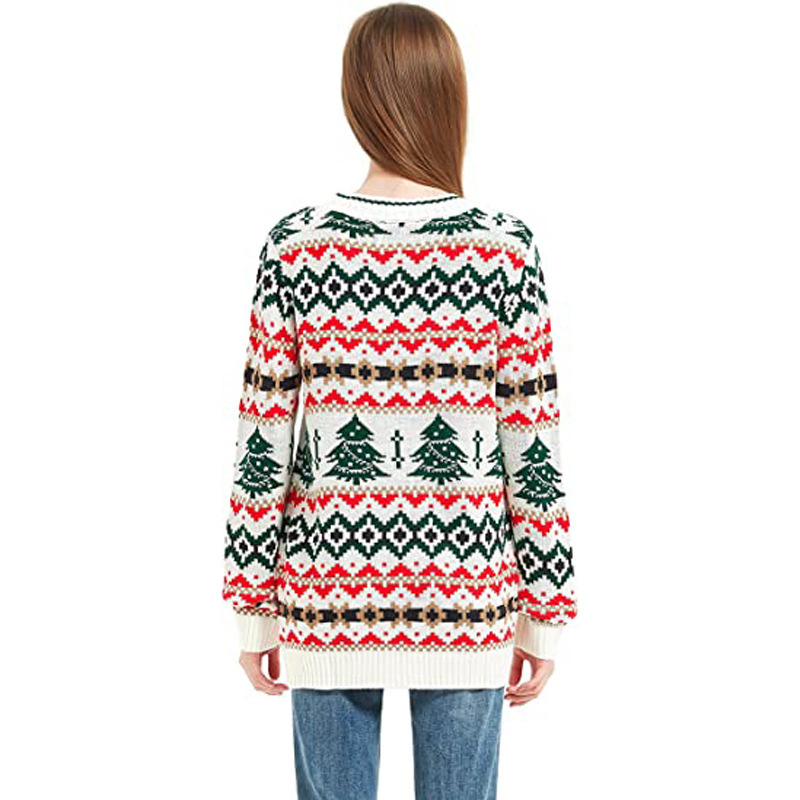 Winter High Quality OEM Cotton Wool Jumper Custom Cardigan Knitted Women Ugly Family Christmas Sweater