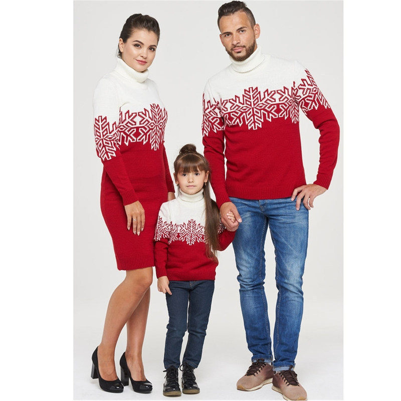 2023 New Christmas Parenting Men's Women's Children's Sweaters Christmas Jacquard Sweater