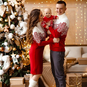 2023 New Christmas Parenting Men's Women's Children's Sweaters Christmas Jacquard Sweater